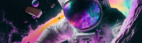Astronaut Floating in space with Freeze-Dried Ice Cream